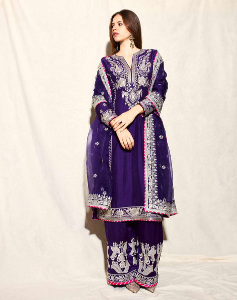 Royal Elegance: Deep Purple Embroidered Suit