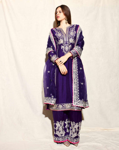 Royal Elegance: Deep Purple Embroidered Suit