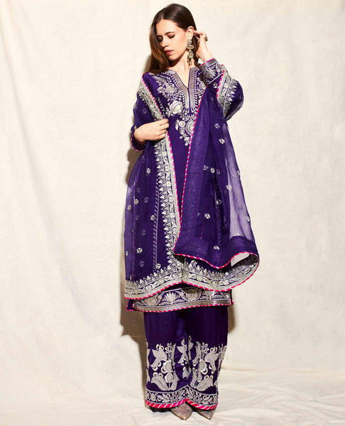 Royal Elegance: Deep Purple Embroidered Suit