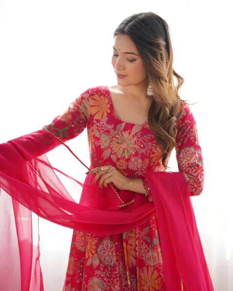 Sunny Yellow Floral Georgette Sharara Suit - Ideal for Daytime Celebrations