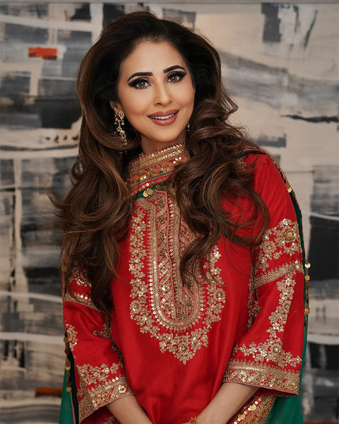 Opulent Heritage Red and Green Salwar Suit - Timeless Indian Attire