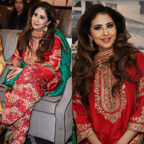 Opulent Heritage Red and Green Salwar Suit - Timeless Indian Attire