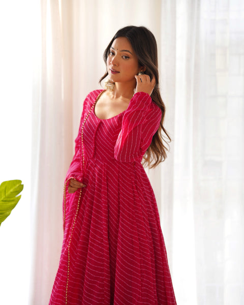 Elegant Pink Georgette Anarkali Suit with Dupatta