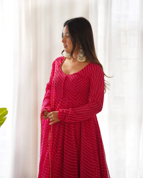 Elegant Pink Georgette Anarkali Suit with Dupatta