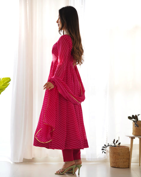 Elegant Pink Georgette Anarkali Suit with Dupatta