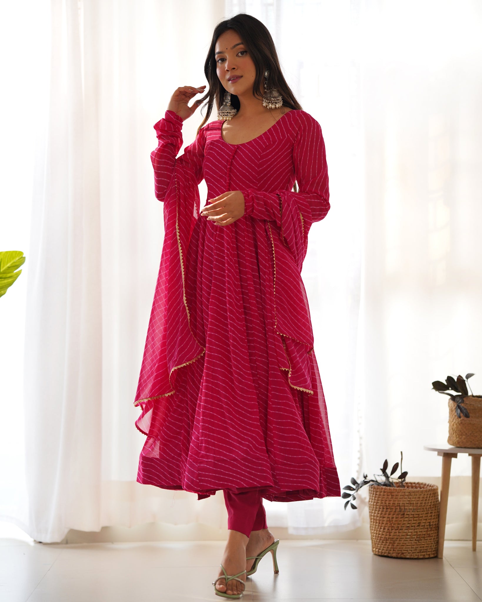 Elegant Pink Georgette Anarkali Suit with Dupatta