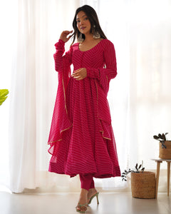 Elegant Pink Georgette Anarkali Suit with Dupatta