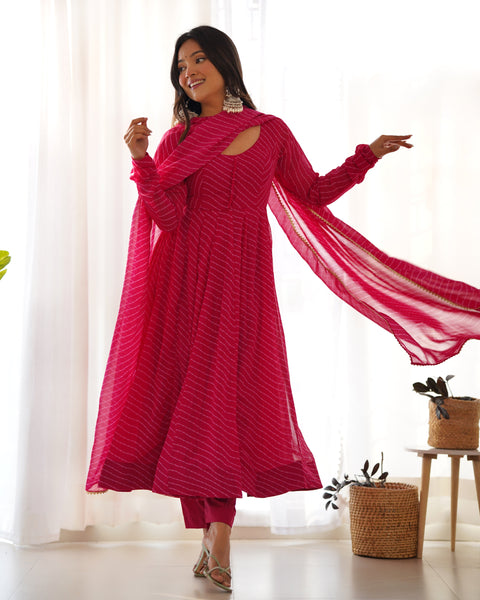 Elegant Pink Georgette Anarkali Suit with Dupatta