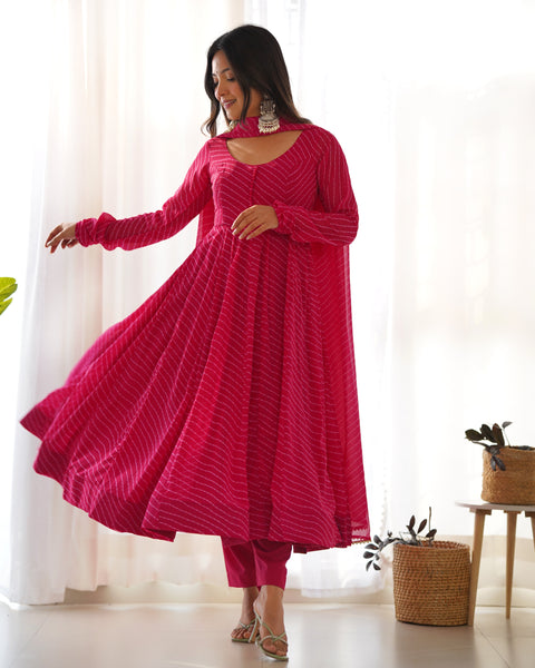 Elegant Pink Georgette Anarkali Suit with Dupatta