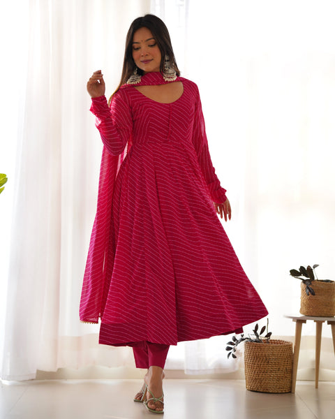 Elegant Pink Georgette Anarkali Suit with Dupatta