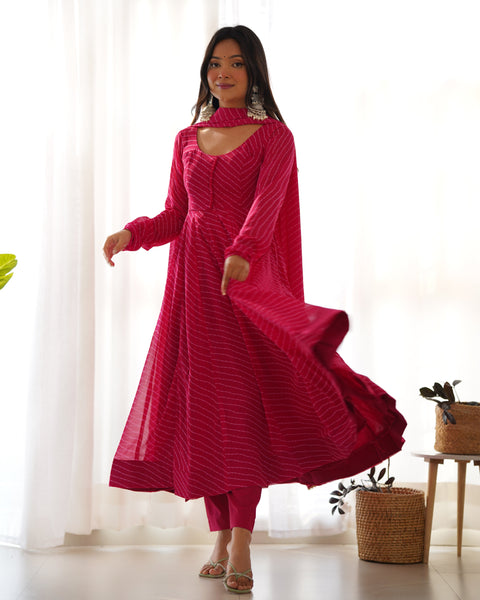Elegant Pink Georgette Anarkali Suit with Dupatta