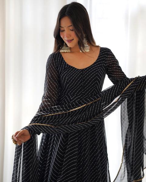 Elegant Black Georgette Anarkali Suit with Dupatta