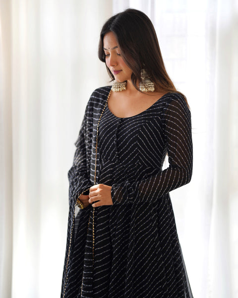 Elegant Black Georgette Anarkali Suit with Dupatta