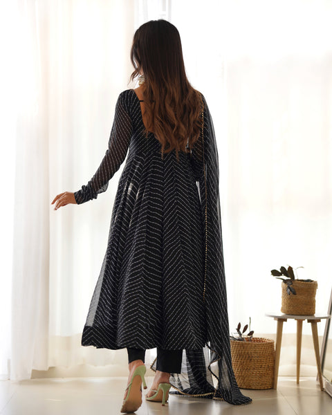 Elegant Black Georgette Anarkali Suit with Dupatta