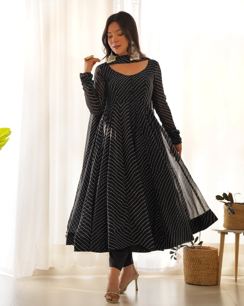 Elegant Black Georgette Anarkali Suit with Dupatta