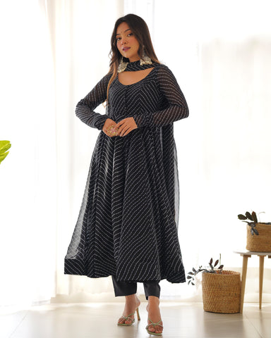 Elegant Black Georgette Anarkali Suit with Dupatta
