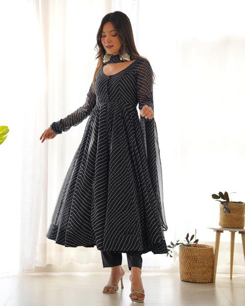 Elegant Black Georgette Anarkali Suit with Dupatta