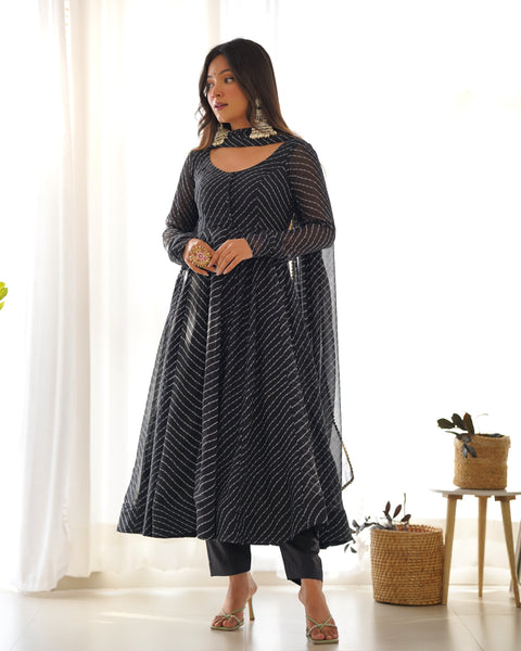 Elegant Black Georgette Anarkali Suit with Dupatta