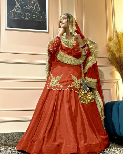 Golden Whisper Luxury Lehenga Choli in Natural Crep Silk - Multi-Color Options