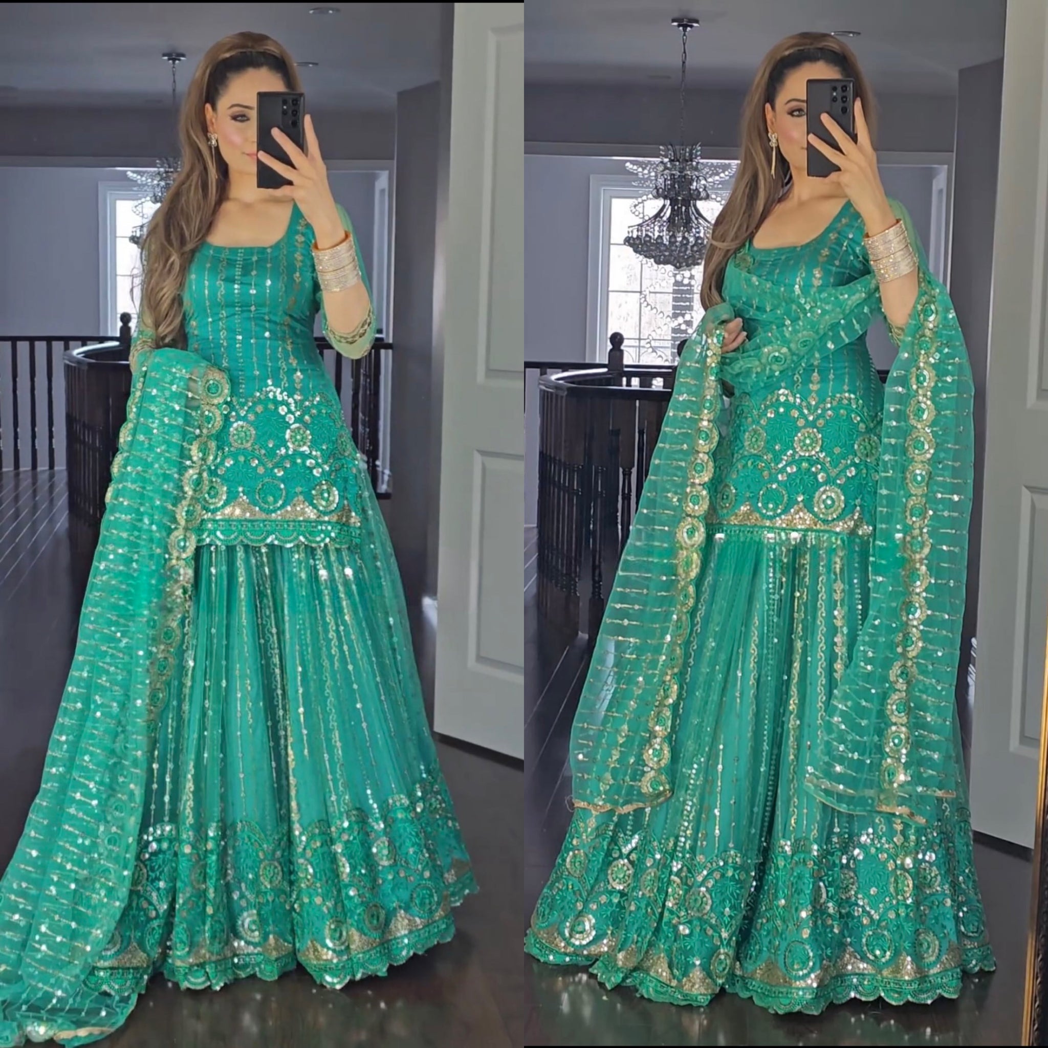 Regal Allure Lavish Green Embroidered Lehenga Choli for Celebrations