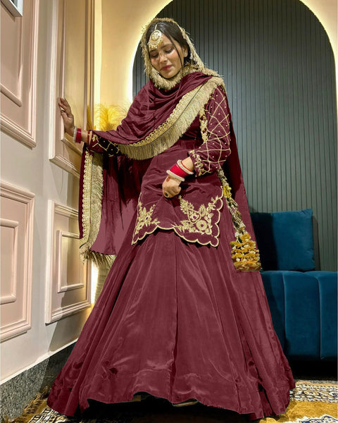 Golden Whisper Luxury Lehenga Choli in Natural Crep Silk - Multi-Color Options