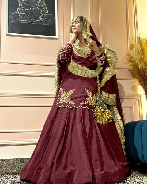 Golden Whisper Luxury Lehenga Choli in Natural Crep Silk - Multi-Color Options