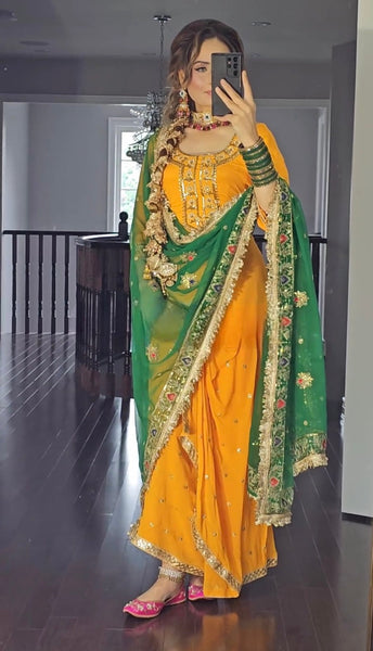 Radiant Yellow Embroidered Dhoti Suit Set for Women