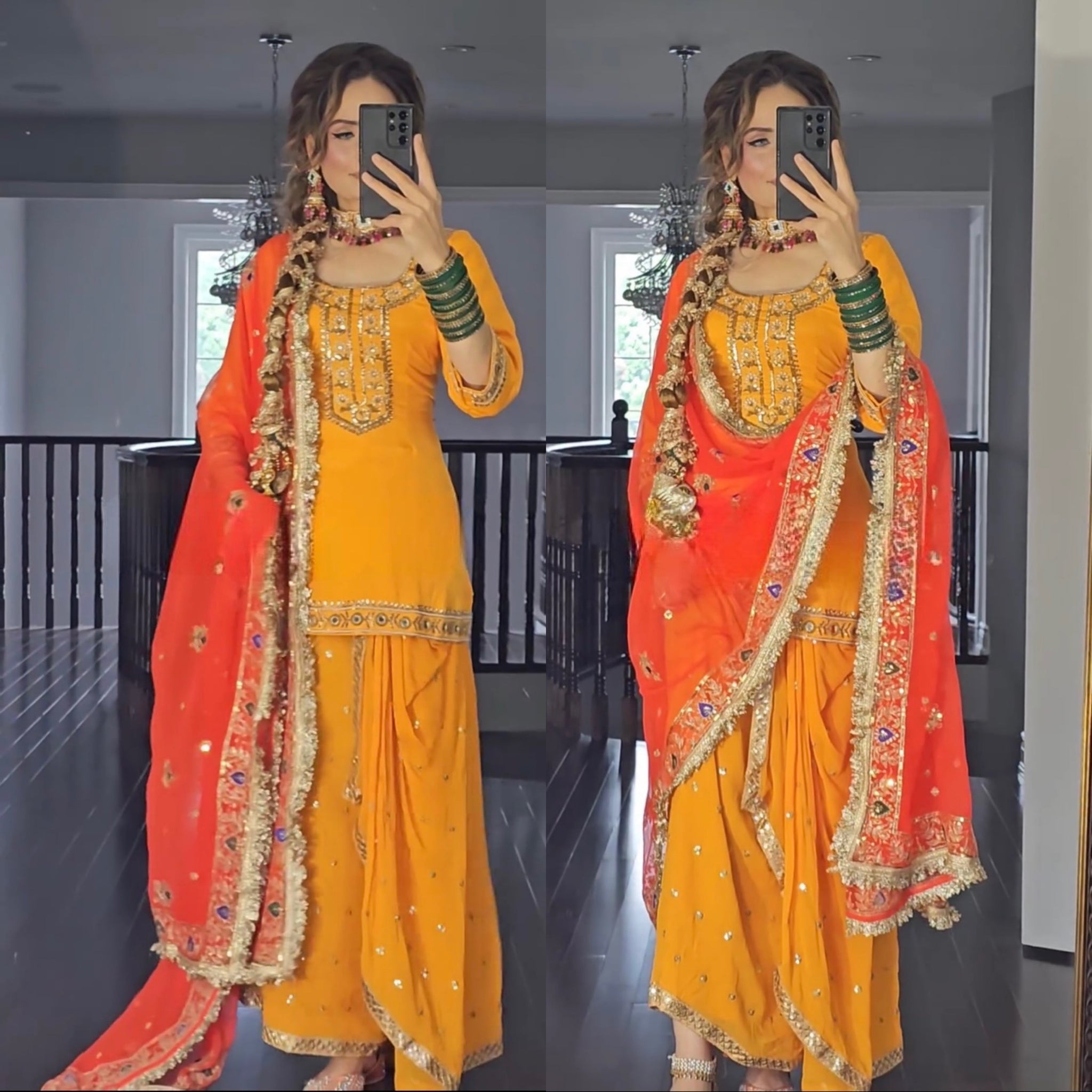 Traditional Yellow Dhoti Pant Suit Set for Women