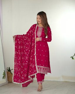 Georgette Pink Embroidered Salwar Suit with Dupatta
