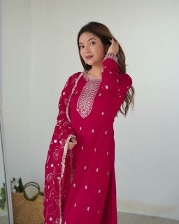 Georgette Pink Embroidered Salwar Suit with Dupatta