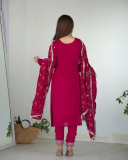 Georgette Pink Embroidered Salwar Suit with Dupatta