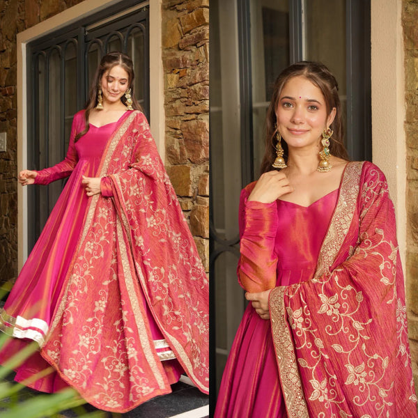 Majestic Muse Pink Anarkali Suit - Regal Celebrations Wear