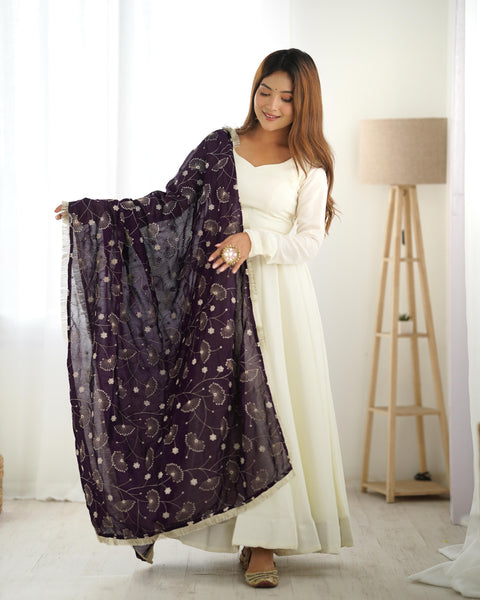 Ethereal White Georgette Anarkali Gown Set