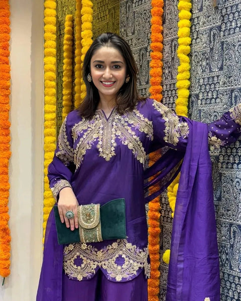 New Designer Party Wear Purple Anarkali Suit - Exclusive Collection