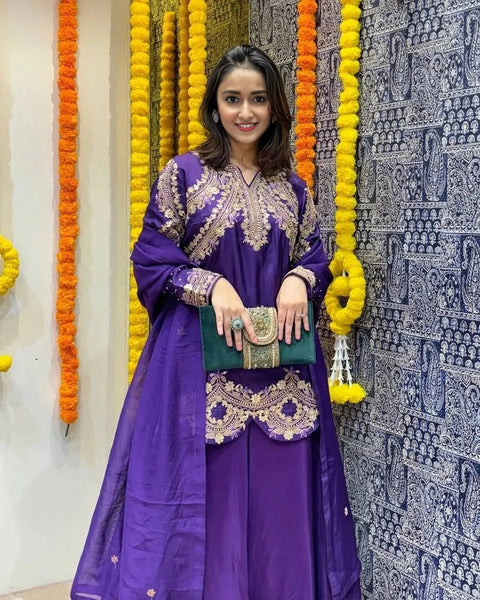 New Designer Party Wear Purple Anarkali Suit - Exclusive Collection