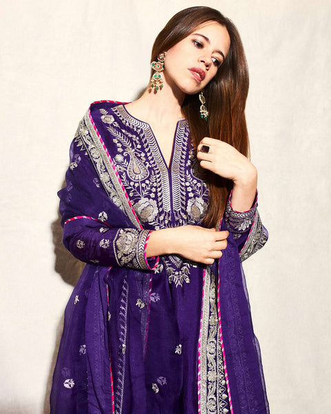 Elegant Purple Embroidered Suit with Dupatta