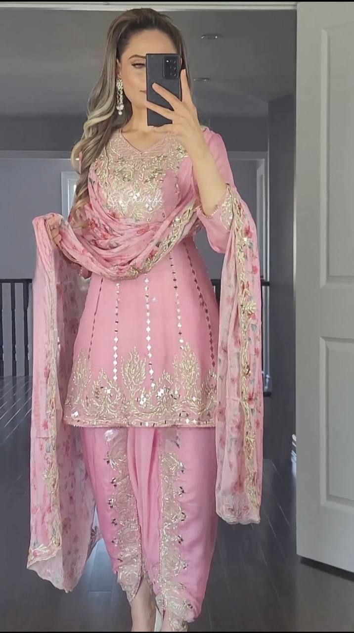 Vibrant Pink Dhoti Patiyala Suit with Dupatta