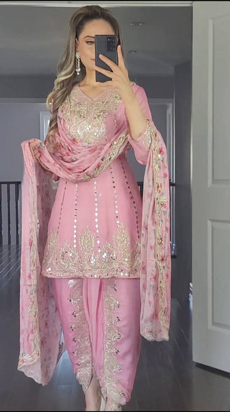Vibrant Pink Dhoti Patiyala Suit with Dupatta