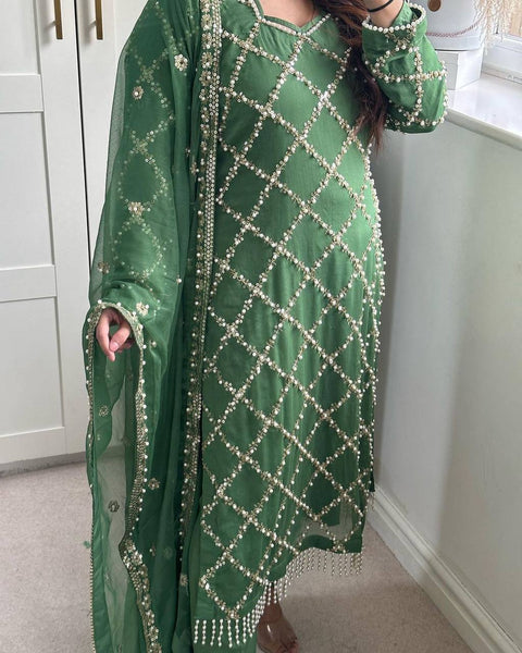 Brown Checked Salwar Suit with Dupatta - Rustic Elegance in Pure Cotton