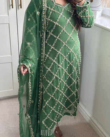 Brown Checked Salwar Suit with Dupatta - Rustic Elegance in Pure Cotton