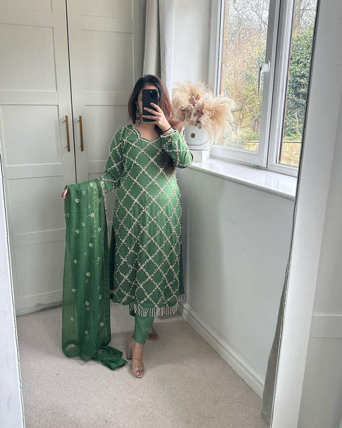 Brown Checked Salwar Suit with Dupatta - Rustic Elegance in Pure Cotton
