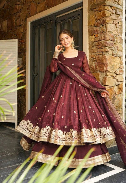 Elegant Harmony: Maroon and Green Anarkali Suits for Women